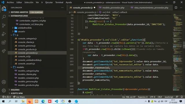 41. Creando un sistema pos con PHP + AJAX - Mantenimiento Proveedor - Parte 3 (Modifcar) смотреть онлайн