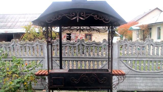 Дачный мангал с крышей навесом дизайн конструкция со столиком смотреть онлайн