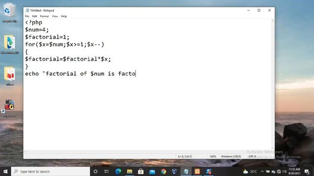 Factorial value program in php|| PHP tutorials in telugu смотреть онлайн