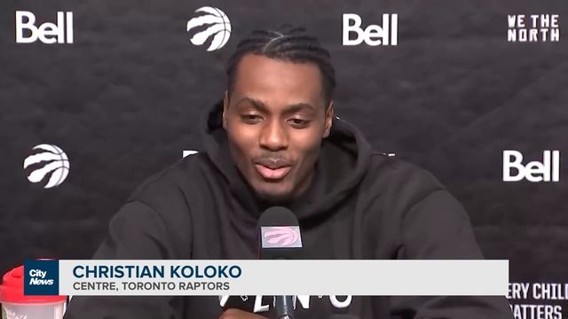 Raptors bench celebrates rookie Koloko's first NBA three-pointer смотреть онлайн