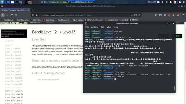 OverTheWire Bandit Level 12 - Level 13 смотреть онлайн