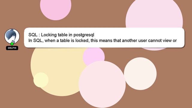 SQL : Locking table in postgresql смотреть онлайн