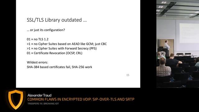 TR19: We are Listening – Common Flaws in Encrypted VoIP: SIP-over-TLS and sRTP. смотреть онлайн