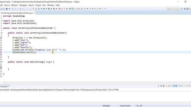Sort ArrayList In Ascending and Descending Order смотреть онлайн