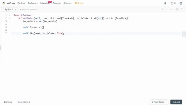 DELETE NODES AND RETURN FOREST | LEETCODE # 1110 | PYTHON DFS SOLUTION смотреть онлайн