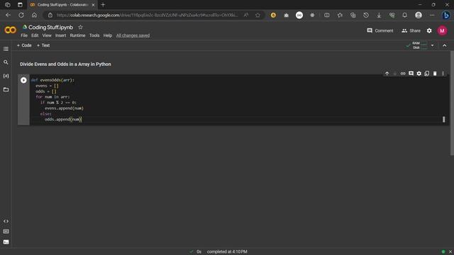 Divide Evens Numbers and Odds numebers in a array in Python смотреть онлайн