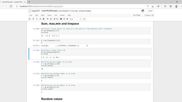 7:Max | sum | min | Linspace смотреть онлайн
