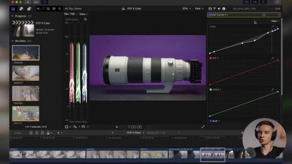 Цветокоррекция в Final Cut Pro X обучение для начинающих | инструменты, Scopes, примеры
