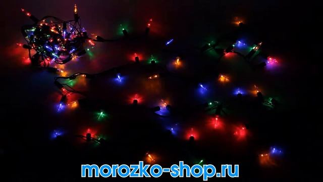 Ретрогирлянда нить 100 разноцветных LED-ламп, 5+0,75 м, контроллер, зеленый провод ILDES100M-C смотреть онлайн