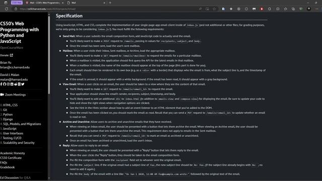 CS50's Web Programming with Python and JavaScript | Project 3 - Mail смотреть онлайн