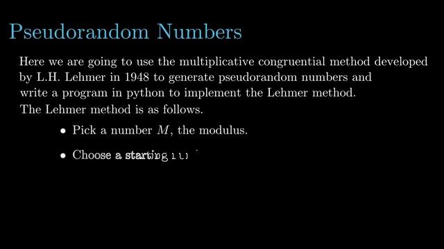 Generating Pseudorandom Numbers in Python using Congruence Theory смотреть онлайн