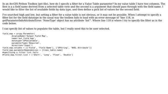 GIS: Field Filter and Value Pick List for a Python Toolbox ValueTable Parameter смотреть онлайн