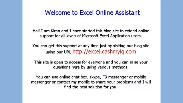 Excel Online Assistant [http://excel.cashmyiq.com] Welcome Message смотреть онлайн