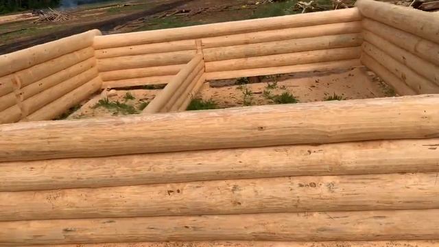 Бани из Усвят. Рубка сруба 6х6 с террасой 2х6 в чашу. смотреть онлайн