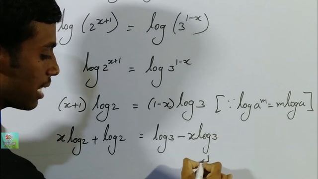 If 2 power x+1 =3 power 1-x then find the value of x in telugu смотреть онлайн