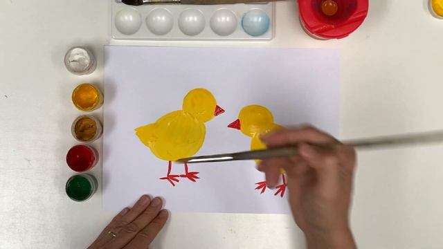 Как нарисовать цыпленка. Рисуем цыплят гуашью. Урок рисования для малышей. смотреть онлайн