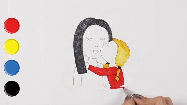 Как рисовать и цвет Мать Девушка | учить цвета | учить животные | учить русский и английский смотреть онлайн