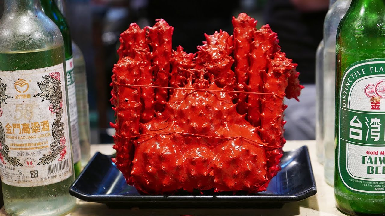 Тайваньская уличная еда - КОРОЛЕВСКИЙ КРАБ приготовлен двумя способами