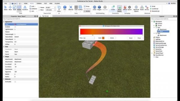 Roblox Studio Introductory Series Tutorials - Beam Effect, Color Sequences, & Number Sequences
