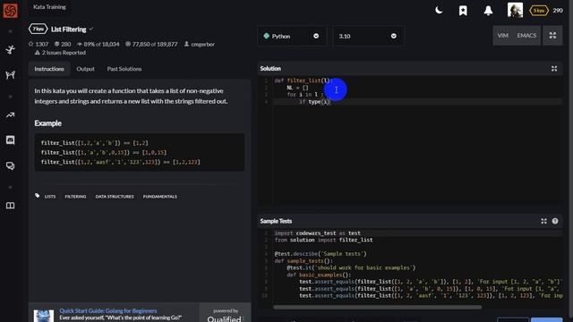 List Filtering - Python - Codewars смотреть онлайн