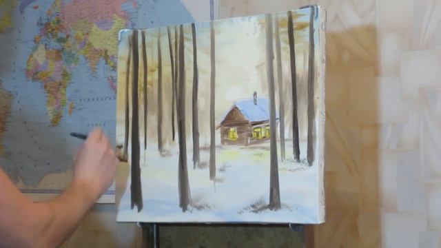 Пишем маслом утренний зимний лес! #Vitali Oil Painting смотреть онлайн