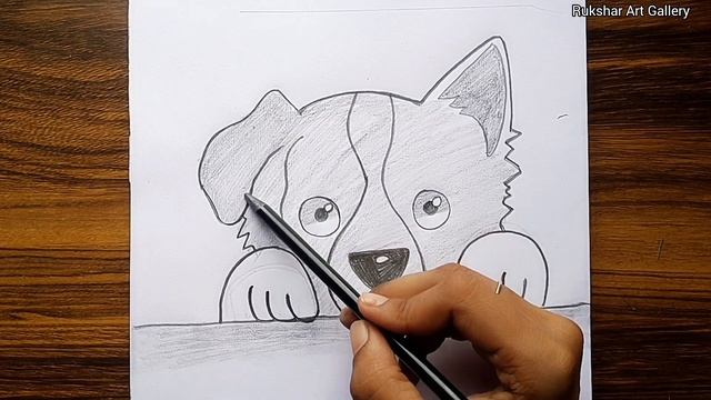 How to draw a cute dog easy step by step | Drawing a cute dog sketch | pencil sketch | how to draw смотреть онлайн