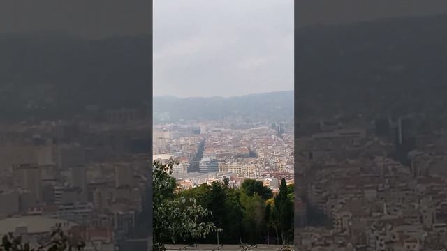 Вид на Барселону и питомник растений внизу смотреть онлайн