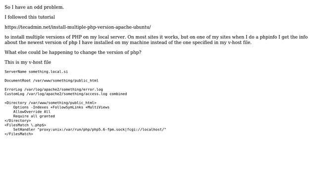 PHP version different on server then the one set in vhost смотреть онлайн