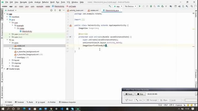 android studio tutorial | how to create rotate animation android studio | java смотреть онлайн