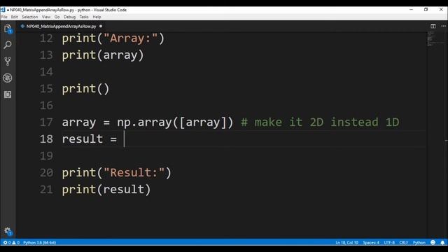 numpy matrix append array as row смотреть онлайн