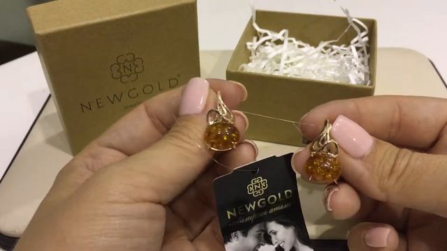 Серьги 2952 из красного золота 585 пробы с янтарем смотреть онлайн