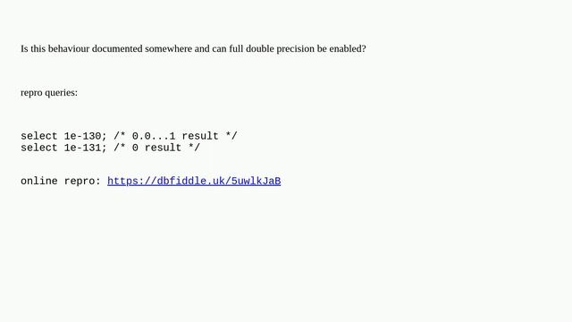 Dba: Why does Oracle Database rounds numbers smaller than 1e-130 смотреть онлайн