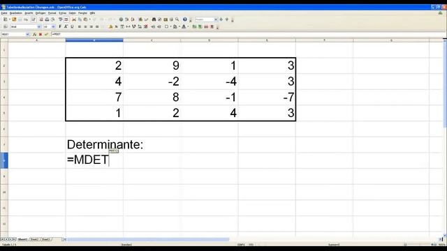 Tabellenkalkulation Tutorial 0017 Determinante einer Matrix ( Open Office Calc Libre Office Excel ) смотреть онлайн