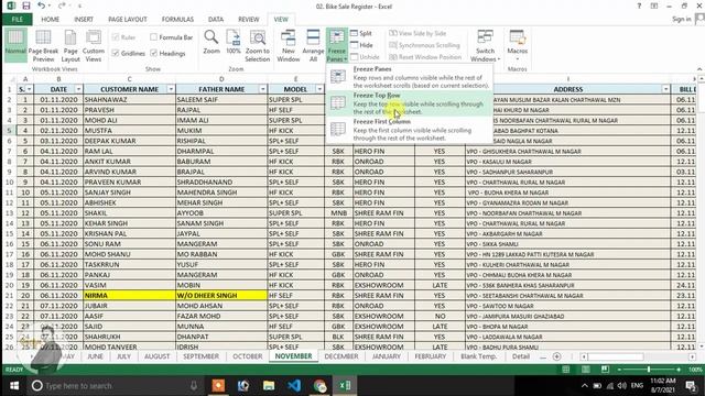 How to freeze row and column in excel | fix row and column in excel | fix top row in excel смотреть онлайн