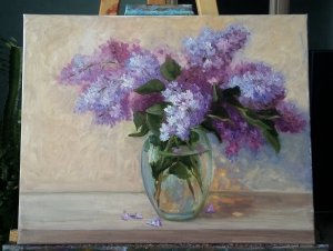 Бесплатный урок рисования пошагово. Натюрморт с цветами в вазе. Как нарисовать СИРЕНЬ. Оксилайт Арт.