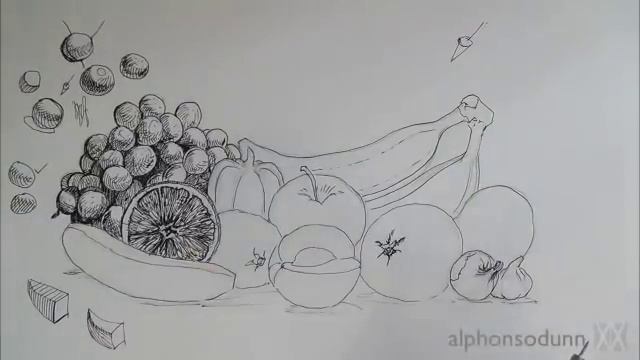 Pen & Ink Drawing Tutorials | How to draw a fruit and vegetable still life смотреть онлайн