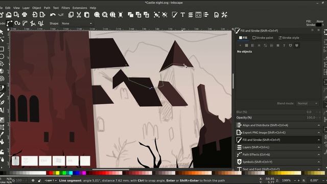 Made with Inkscape (Speed Art): Ancient night castle in the mountains смотреть онлайн