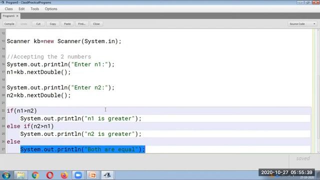 Program#5 To compare two given numbers and display greater number or whether they are equal смотреть онлайн