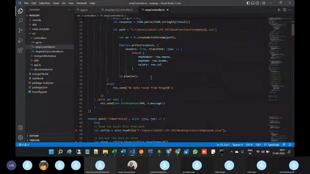 Part 60 Export Data to CSV from MongDB in Node JS смотреть онлайн