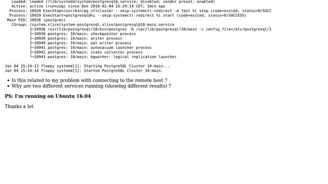 How come systemctl status postgresql.service and systemctl status postgresql@10-main show... смотреть онлайн