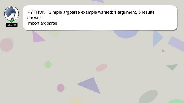 PYTHON : Simple argparse example wanted: 1 argument, 3 results смотреть онлайн