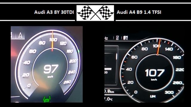 Audi A3 8Y 30TDI VS. Audi A4 B9 1.4 TFSI - Acceleration 0-100km/h смотреть онлайн