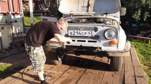 Установка лебедки с усилием 6 тон на УАЗ  [около вездехода]