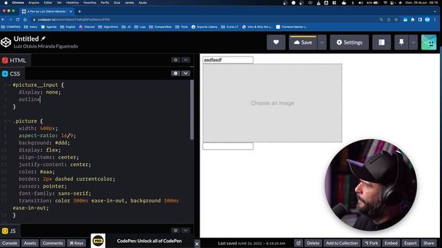 Input file para upload de imagens com preview (HTML, CSS e JavaScript) смотреть онлайн