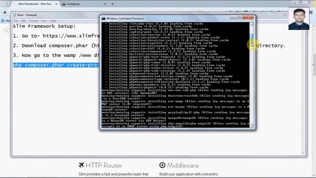 Slim Framework (a PHP micro framework- middleware) System Setup смотреть онлайн