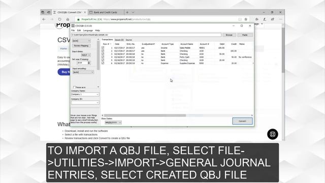 Convert CSV/Excel to QBJ and import into Quickbooks (CSV2QBJ Windows) смотреть онлайн