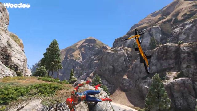 GTA 5 Iron Spiderman Bike Cliff Ragdolls (Euphoria Physics) смотреть онлайн