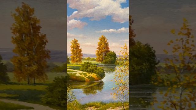 Картина маслом на холсте «Осенью на реке» 60х100 смотреть онлайн