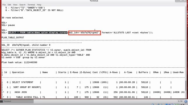 Using DBMS_XPLAN.DISPLAY_CURSOR to examine execution plans смотреть онлайн