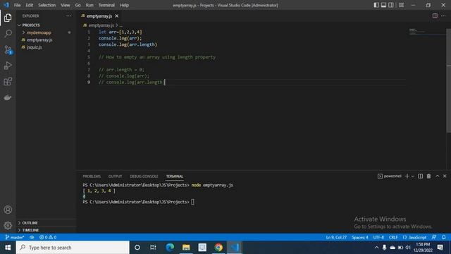 How to delete array elements using array length property How to empty an array in Javascript смотреть онлайн